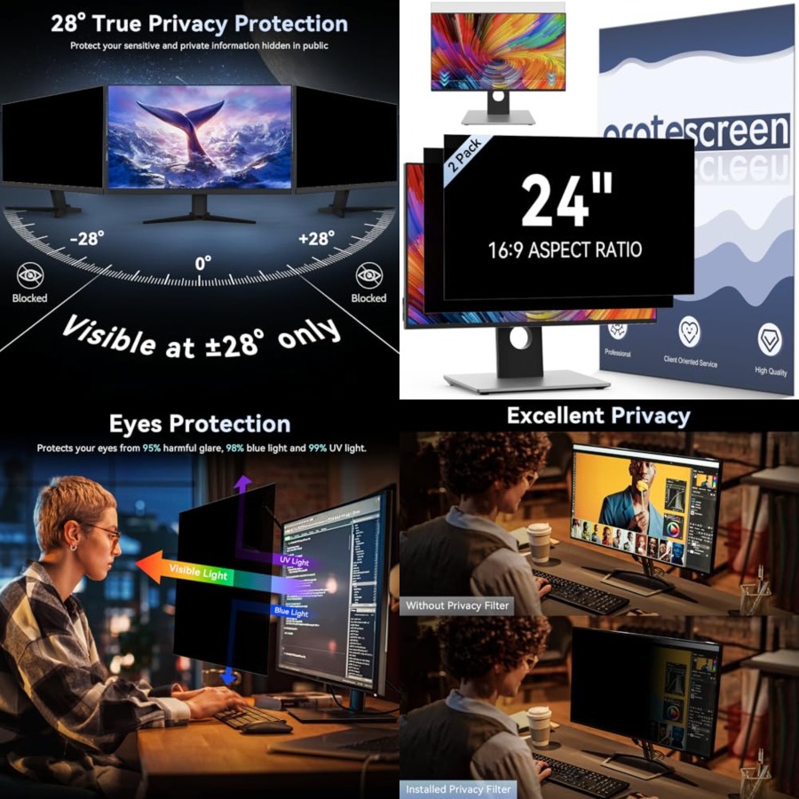 [2-Pack] 24 Inch Computer Priv - Privacy Filter 2Pack recension och pris