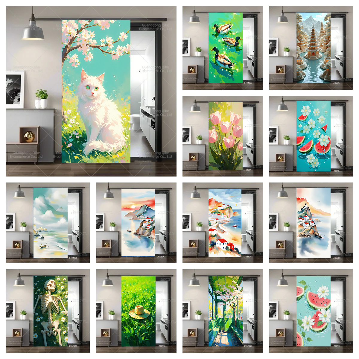 Tulip Cat Cherry Blossom Scene - Full Cover Adhesive recension och pris
