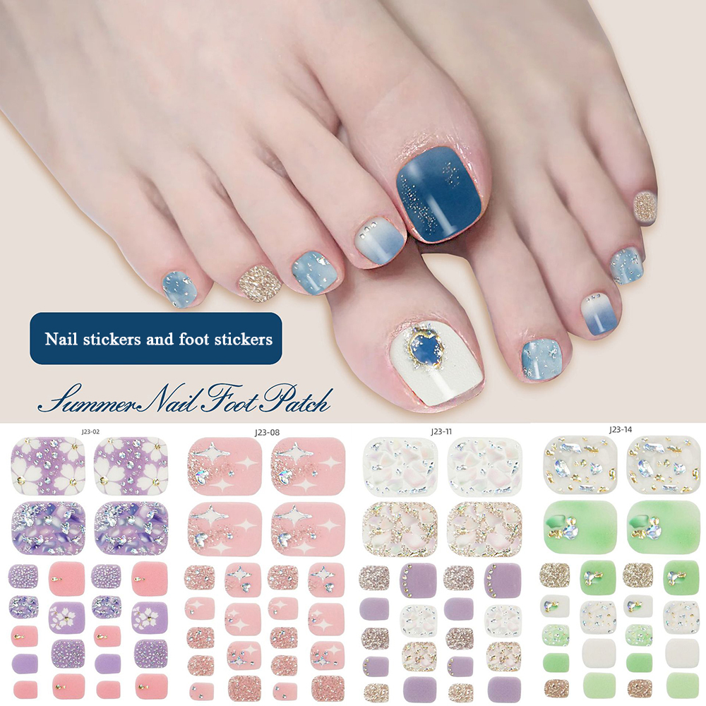 22tips/Sheet Toe Nail Stickers - Full Cover Adhesive recension och pris