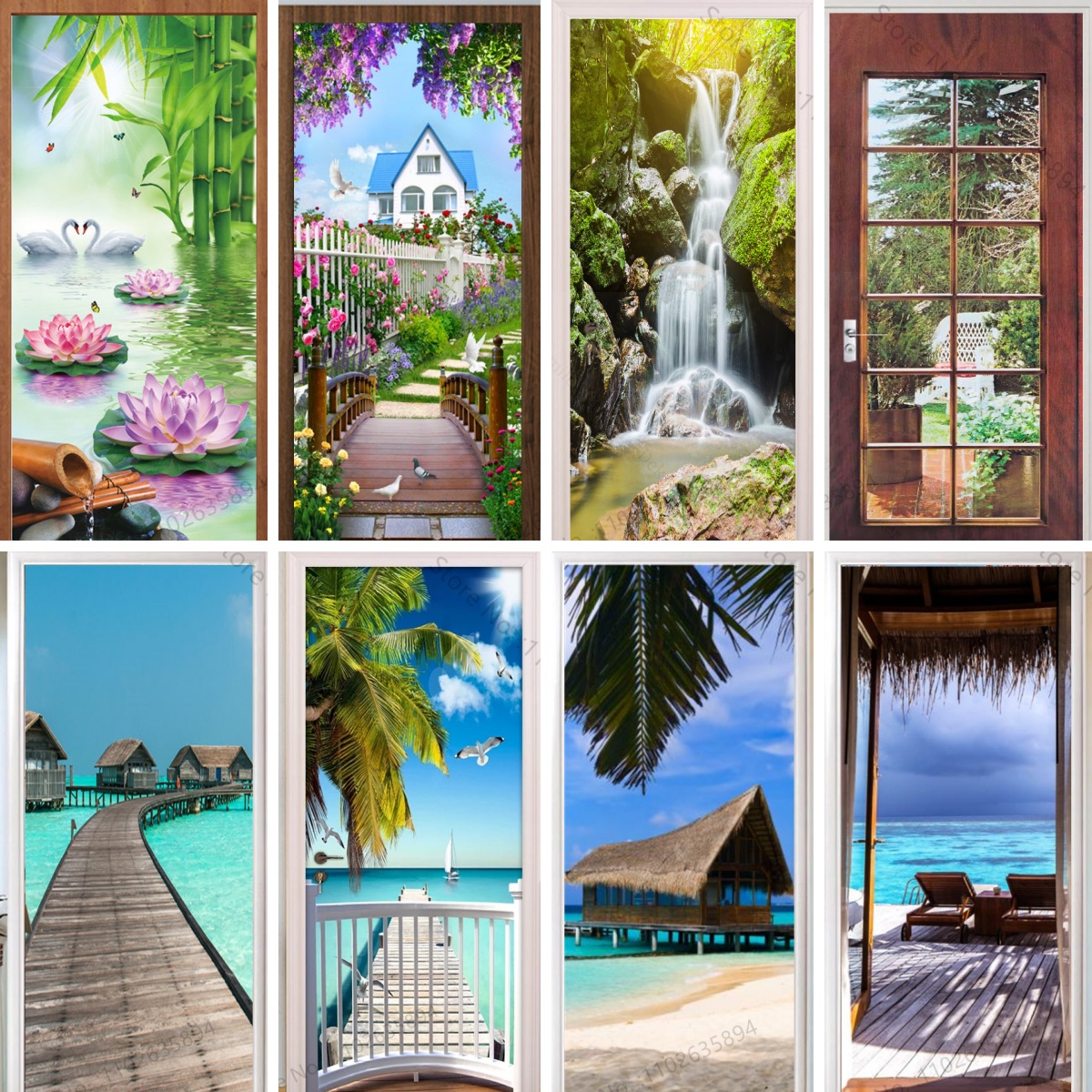 Natural Scenery Beach Waterfal - Full Cover Adhesive recension och pris